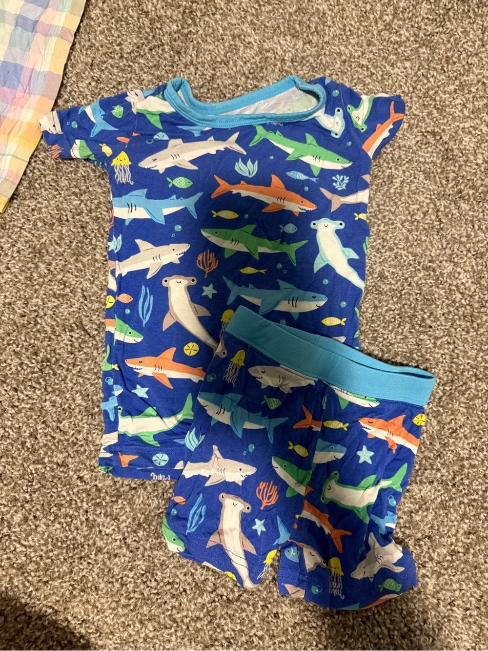 Little Sleepies Blue Multicolor Shark Short Pajama Set